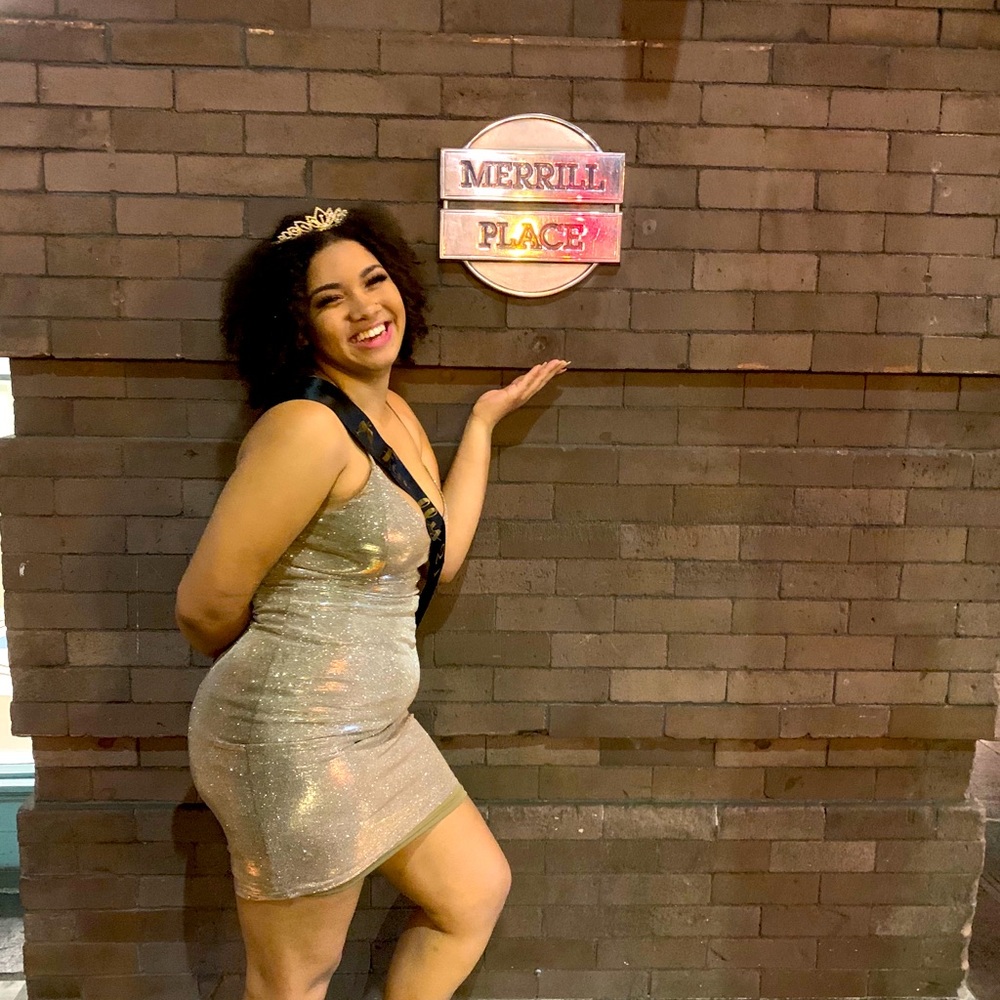 Mindcode Gold Sparkly Mini Dress